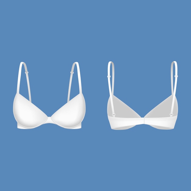 Realistic Detailed 3d Template Blank White Female Bra Mock Up Vector