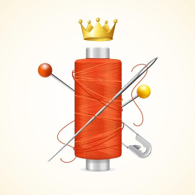वेक्टर realistic detailed 3d thread concept with needle and pin vector