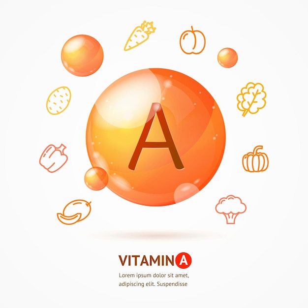 Vector realistic detailed 3d vitamin a card concept vector