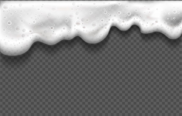 realistic detailed 3d white beer foam with bubbles vector