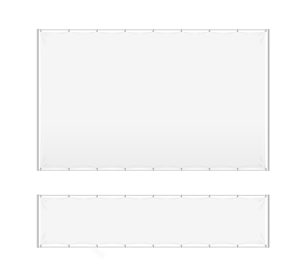 Realistic Detailed 3d White Blank Advertizing Stand Template Mockup Set Vector