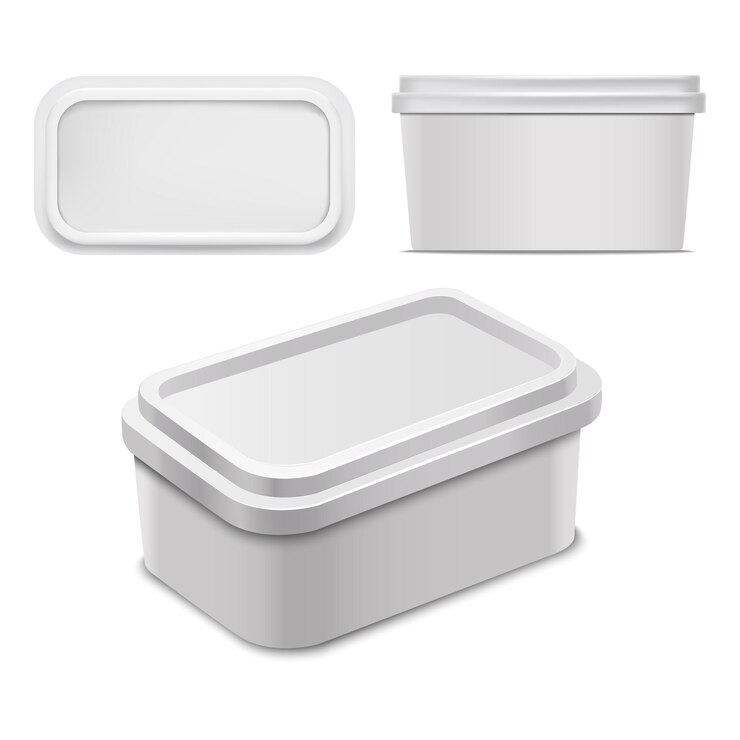 Vector realistic detailed 3d white blank container for butter empty template mockup pack dairy production