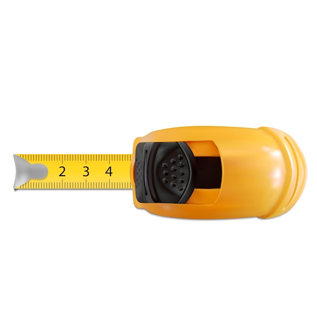 Realistic Detailed 3d Yellow Construction Roulette Vector