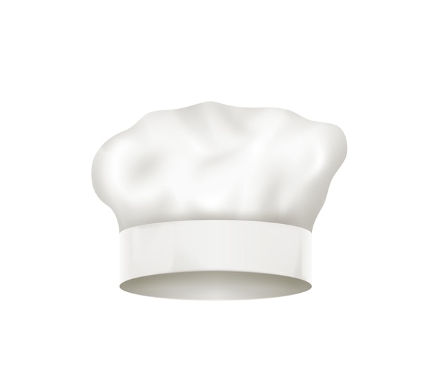 Вектор Реалистичная детальная белая шляпа шеф-повара, изолированная униформа элемента стиля веб-дизайна для кухонного ресторана