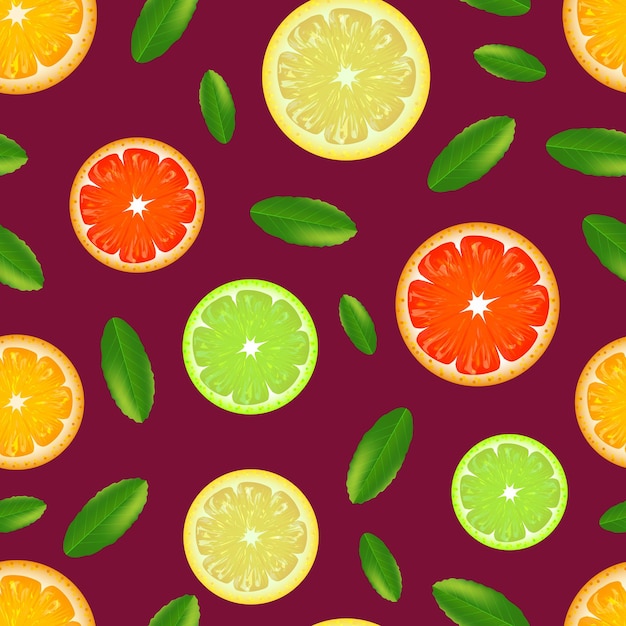 Realistic Detailed Citrus Background Pattern Vector