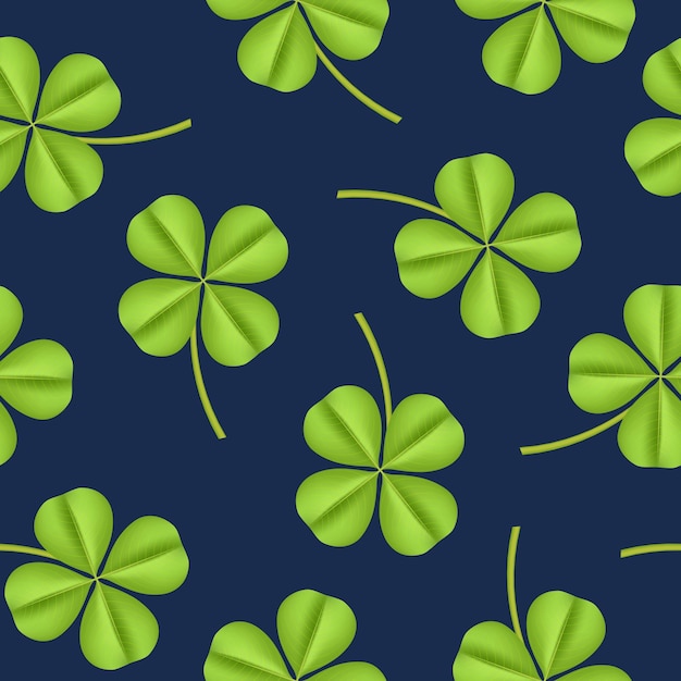 Realistic Detailed Clover Green Plant Seamless Pattern Background Vector