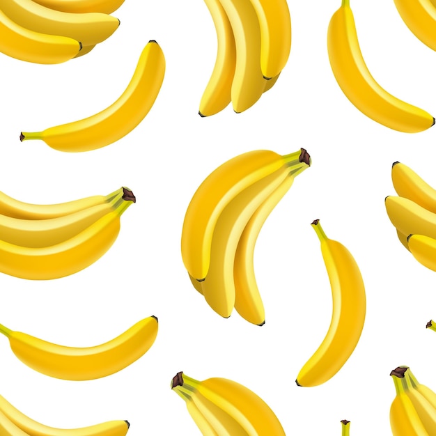 Realistico frutta dettagliata banana seamless pattern vettore di sfondo