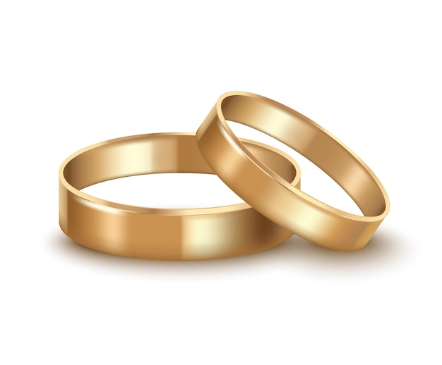 Realistic Detailed Golden Wedding Rings Vector