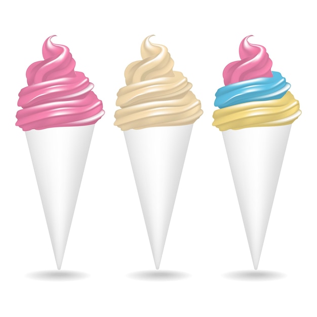 Realistic Detailed Ice Cream Set Vector