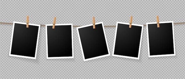 Realistic detailed photo icon template set