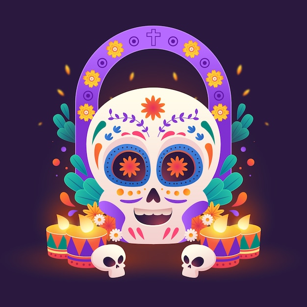 Realistic dia de muertos illustration