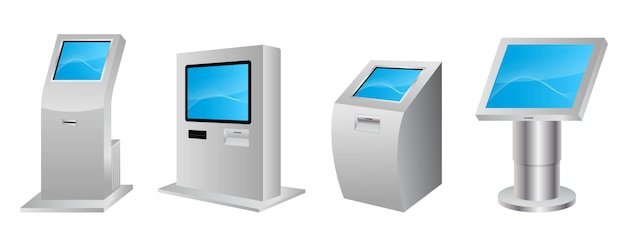 Realistic digital informational kiosk interactive isolated modern digital terminal kiosk system