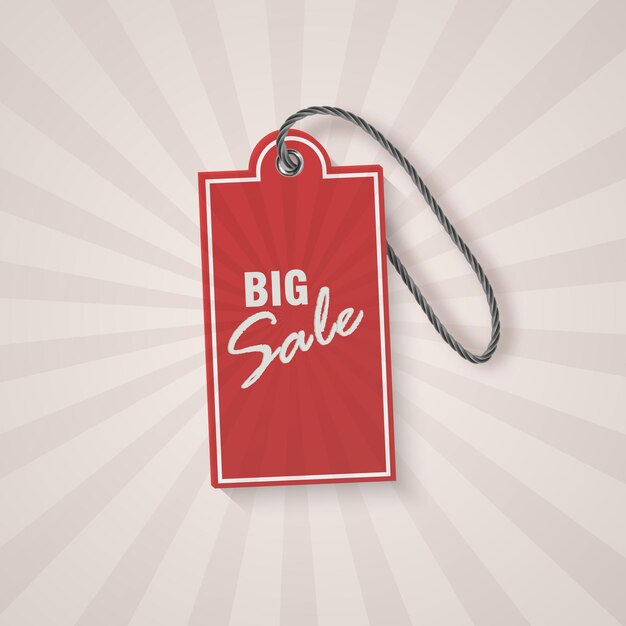 Realistic discount red tag for sale promotion. vintage label template.