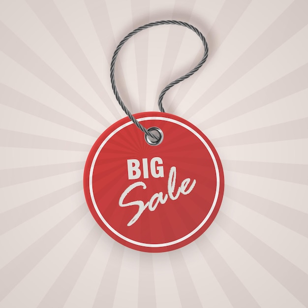 Realistic discount red tag for sale promotion. vintage label template.