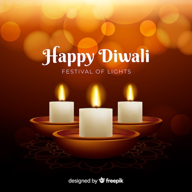 Realistic diwali background with candles