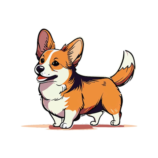 흰색 배경 벡터에 현실적인 개 품종 Corgi