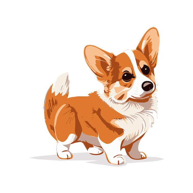 흰색 배경 벡터에 현실적인 개 품종 Corgi