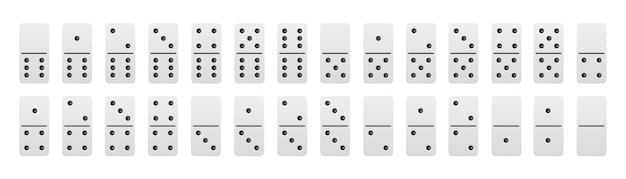 Set completo di domino realistico illustrazione vettoriale delle ossa del domino 28 pezzi per l'elemento grafico del gioco