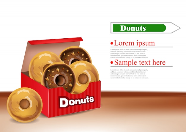 Vector realistic donuts box