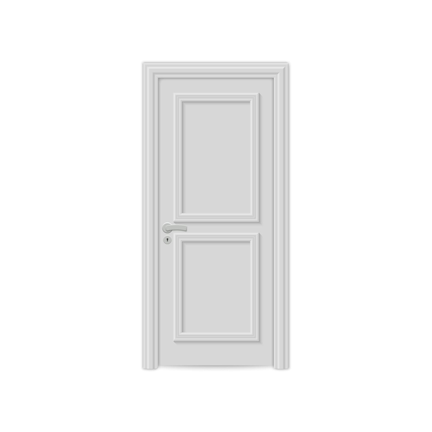 Realistic door isolated on white background