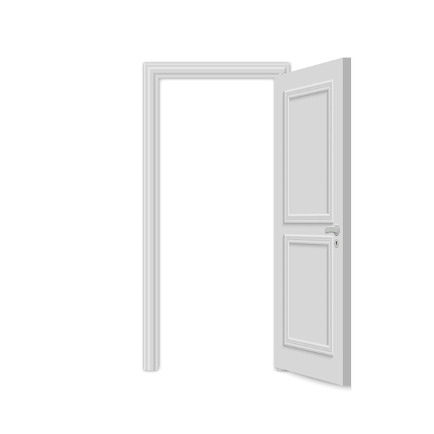 白い背景で隔離の現実的なドア