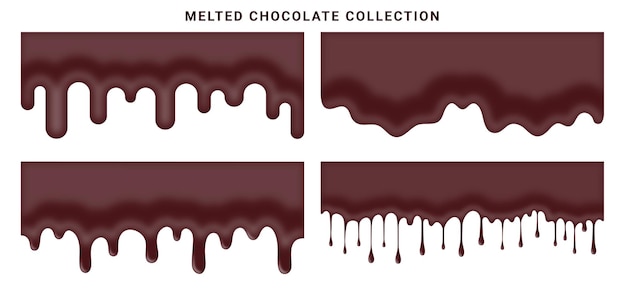 Vettore collezione di cioccolato fuso gocciolante realistico