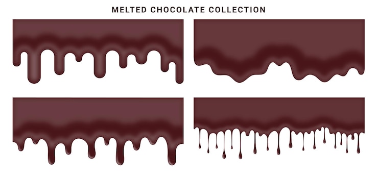 Vector realistic dripping melted chocolate collection