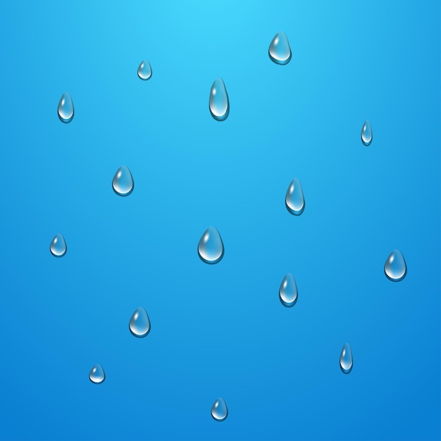 Realistic dripping water on colored background Water droplet vector illustration