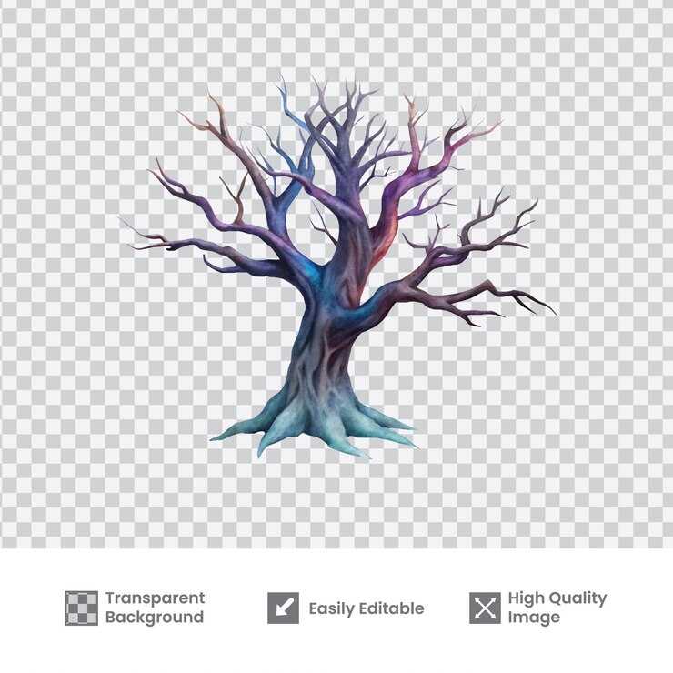 Vector a realistic dry burnt tree isolated on a transparent background