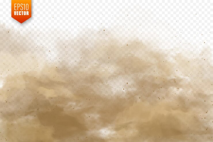 Vector realistic dust clouds sand storm polluted dirty brown air smog vector illustration