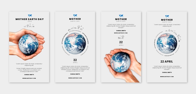 Vector realistic earth day instagram stories collection