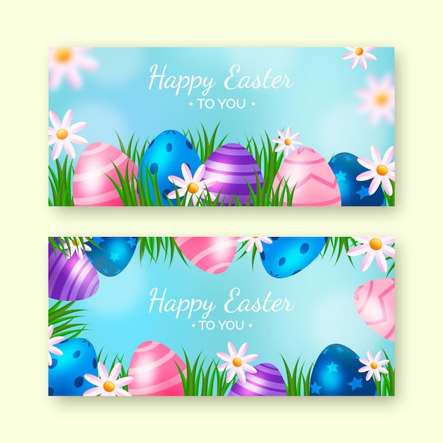 Realistic easter banners