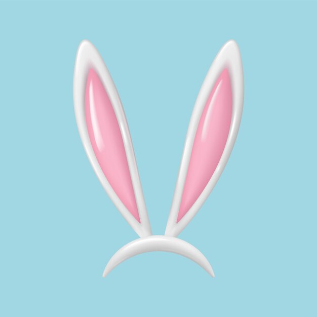 ベクトル 現実的なイースターウサギの耳 孤立した3dウサギの耳 コレクション プラスチックの面白いアニメウサギの耳バンド 衣装デザイン ウサギやウサギのベクトルイラスト