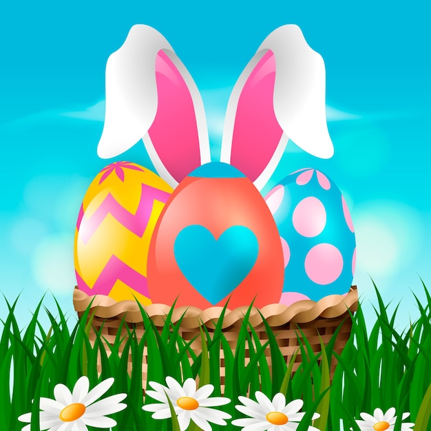 Vector realistic easter celebration illustration