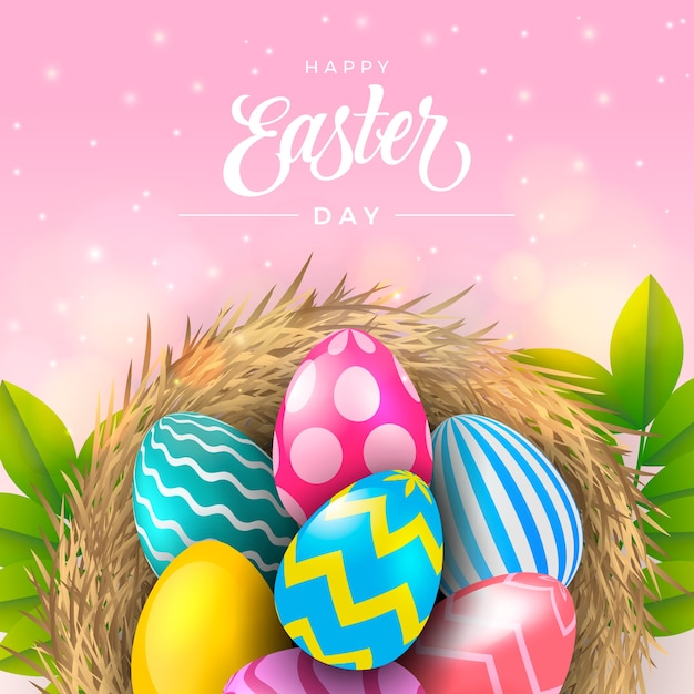 realistic easter celebration illustration