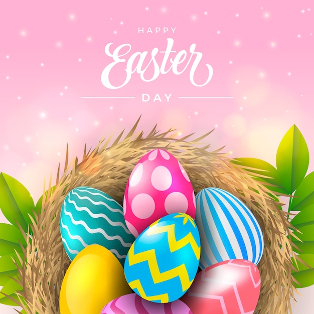 Realistic easter celebration illustration