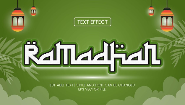 Vector realistic editable special ramadhan kareem islamic religius text effect