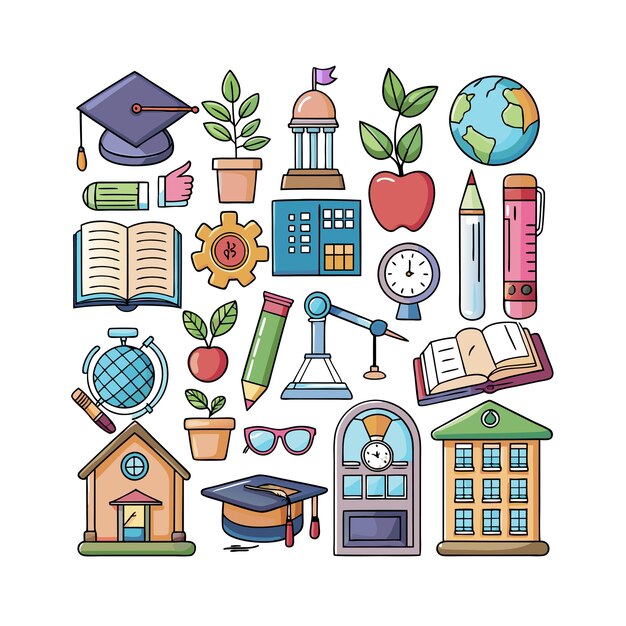 Vector realistic education and learning icons set