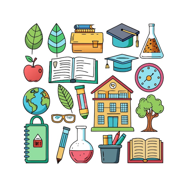 Vector realistic education and learning icons set