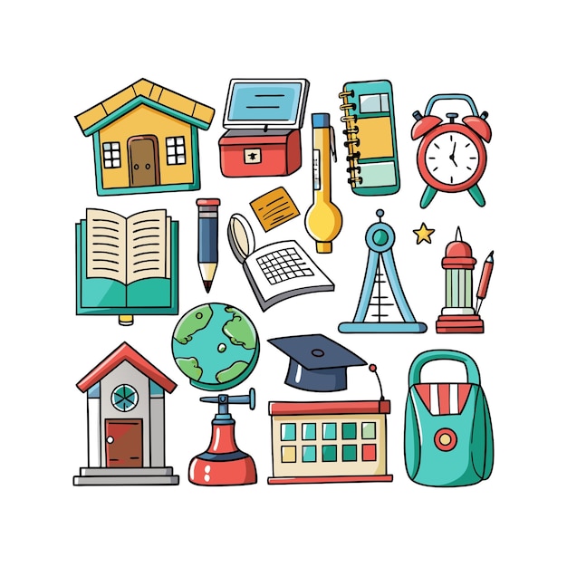 Vector realistic education and learning icons set