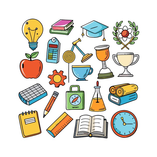 Vector realistic education and learning icons set