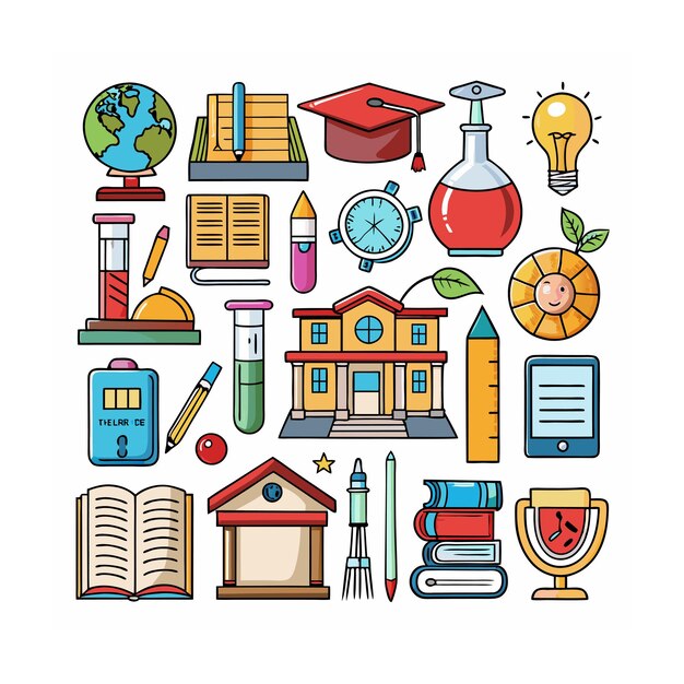 Vector realistic education and learning icons set