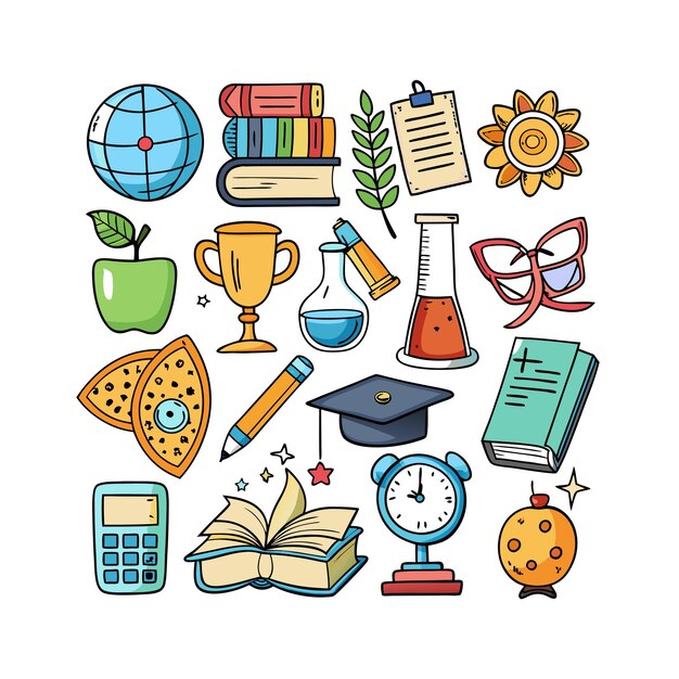 Vector realistic education and learning icons set