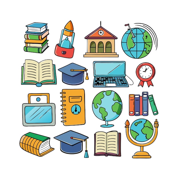 Vector realistic education and learning icons set
