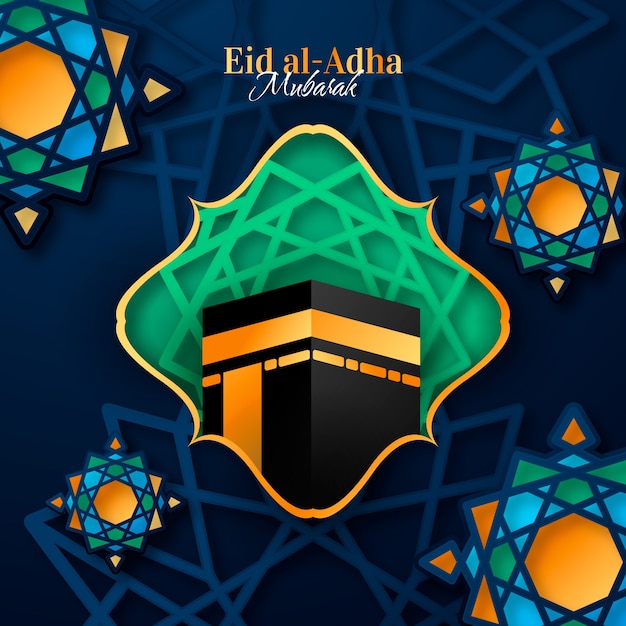 Vettore illustrazione realistica di forme geometriche di eid al-adha