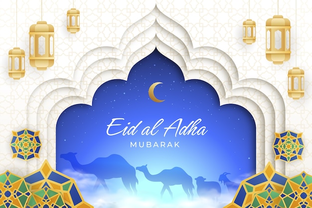 Realistic eid al-adha illustration with animals