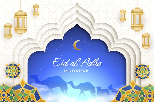 Vector realistic eid al-adha illustration with animals