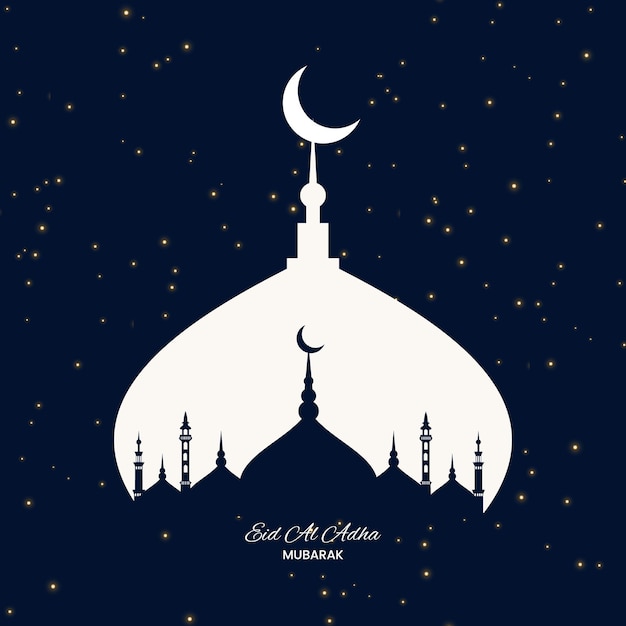 Vector realistic eid al adha mubarak festival greeting with and mosque design 07