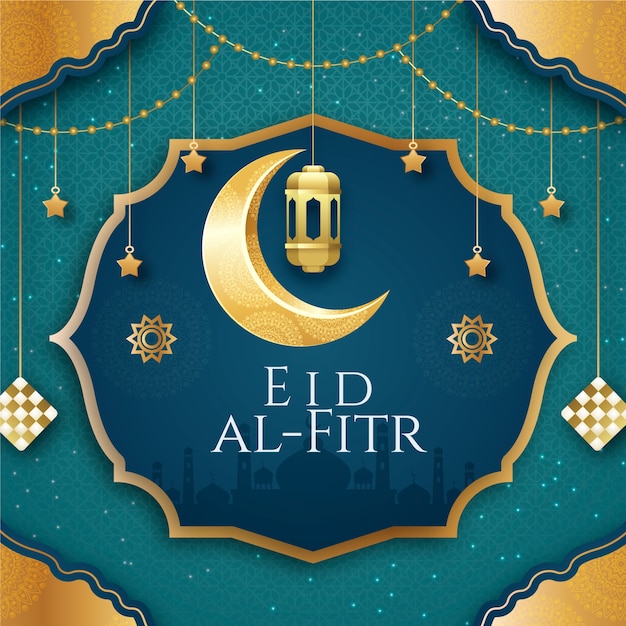 Realistic eid al-fitr illustration