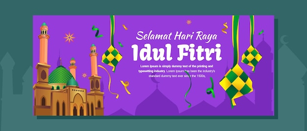 Realistic Eid banner full of kupat